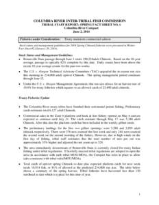 COLUMBIA RIVER INTER-TRIBAL FISH COMMISSION TRIBAL STAFF REPORT: SPRING FACT SHEET NO. 6 Columbia River Compact June 2, 2014 Fisheries under Consideration: