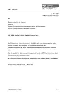 BMF – IV/8 (IVMärz 2007 BMFIVAn Bundesministerium für Finanzen Zollämter