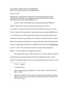 Order Approving Proposed Rule Change Relating to Month-End Performance Data for Municipal Fund Securities under MSRB Rule G-21