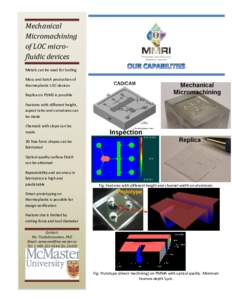 Mechanical Micromachining of LOC microfluidic devices Metals can be used for tooling Mass and batch production of thermoplastic LOC devices