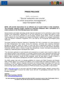 PRESS RELEASE iSAR+ conclusions “Social networks are crucial in crisis scenarios management”, says European study