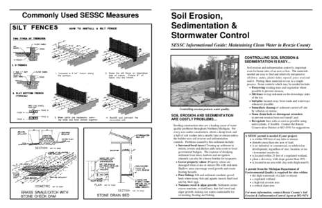 Commonly Used SESSC Measures  Soil Erosion, Sedimentation & Stormwater Control SESSC Informational Guide: Maintaining Clean Water in Benzie County