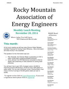 RMAEE  November 2014 Rocky Mountain Association of