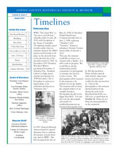 COFFEY COUNTY HISTORICAL SOCIETY & MUSEUM Volume 8, Issue 3 Timelines  August 2011