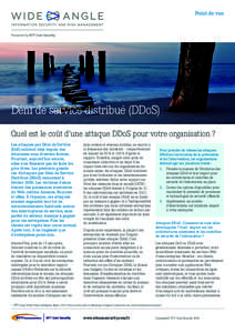 Point de vue  Déni de service distribué (DDoS) Quel est le coût d’une attaque DDoS pour votre organisation ? Les attaques par Déni de Service (DoS) existent déjà depuis des