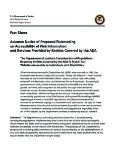 U.S. Department of Justice Civil Rights Division Disability Rights Section Fact Sheet Advance Notice of Proposed Rulemaking