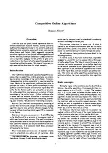 Online algorithms / Analysis of algorithms / Computer science / Applied mathematics / Computer programming / K-server problem / Metrical task system / Adversary model / Competitive analysis / List update problem / Algorithm / Randomized algorithm
