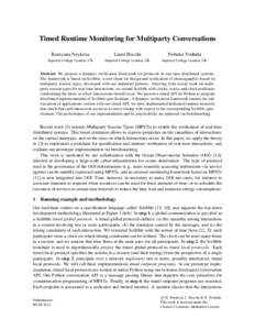 Timed Runtime Monitoring for Multiparty Conversations Rumyana Neykova Laura Bocchi  Nobuko Yoshida