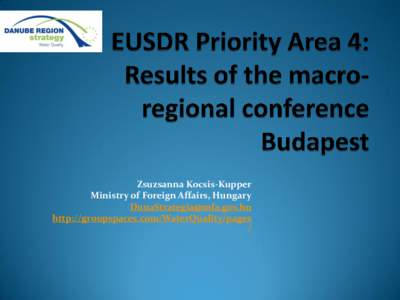 Zsuzsanna Kocsis-Kupper Ministry of Foreign Affairs, Hungary  http://groupspaces.com/WaterQuality/pages /