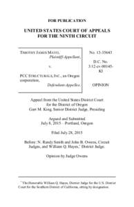 FOR PUBLICATION  UNITED STATES COURT OF APPEALS FOR THE NINTH CIRCUIT  TIMOTHY JAMES MAYO,