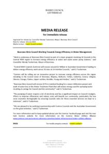 INSERT COUNCIL LETTERHEAD MEDIA RELEASE For immediate release Approved for release by: Councillor Wendy Tuckerman, Mayor, Boorowa Shire Council