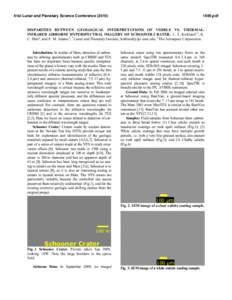 41st Lunar and Planetary Science Conference[removed]pdf DISPARITIES BETWEEN GEOLOGICAL INTERPRETATIONS OF VISIBLE VS. THERMALINFRARED AIRBORNE HYPERSPECTRAL IMAGERY OF SCHOONER CRATER. L. E. Kirkland1,2, K. C. Herr2