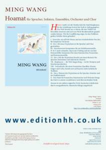 ming wang Hoamat für Sprecher, Solisten, Ensembles, Orchester und Chor Edition HH ming wang · hoamat