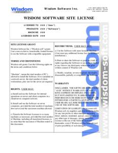 Wisdom Software Inc.  #18, 3825 Cadboro Bay Rd. Victoria, BC V8N 4G1, Canada www.wisdom-soft.com