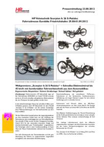 Pressemitteilungfrei zur sofortigen Veröffentlichung) HP Velotechnik Scorpion fs 26 S-Pedelec Fahrradmesse Eurobike Friedrichshafen