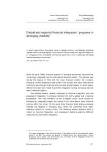 Global and regional financial integration: progress in emerging markets - BIS Quarterly Review, part 5, September 2007