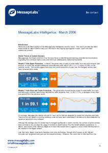 DRSA  MessageLabs Intelligence: March 2006 Introduction Welcome to the March edition of the MessageLabs Intelligence monthly report. This report provides the latest