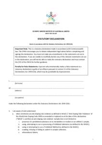 Legal professions / Legal documents / Oaths / Statutory declaration / Justice of the Peace / Notary public / Marriage Act / World Anti-Doping Agency / Use of performance-enhancing drugs in sport / Law / Notary / Drugs in sport