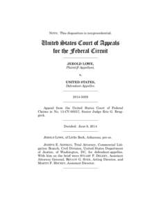 NOTE: This disposition is nonprecedential.  United States Court of Appeals for the Federal Circuit ______________________ JEROLD LOWE,