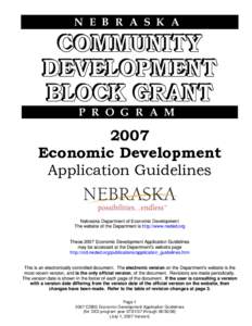 N E B R A S K A  P R O G R A M 2007 Economic Development