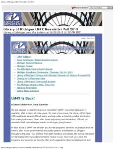 Library of Michigan LM4X Newsletter Fall 2013