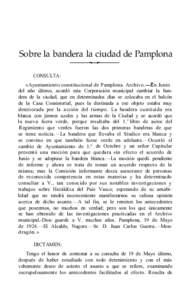 Sobre la bandera la ciudad de Pamplona CONSULTA: «Ayuntamiento constitucional de Pamplona. Archivo.—En Junio