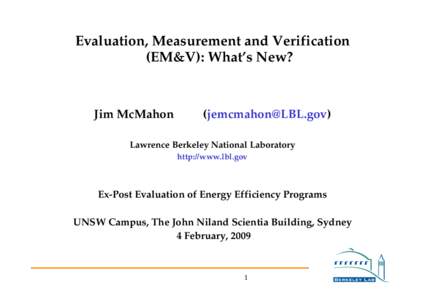 Evaluation, Measurement and Verification: What's New?