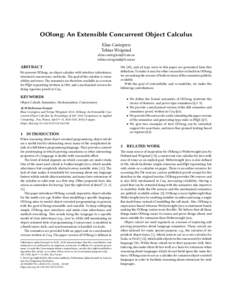 OOlong: An Extensible Concurrent Object Calculus Elias Castegren Tobias Wrigstad  