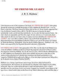 Dear Bebu,  MY FRIEND MR. LEAKEY