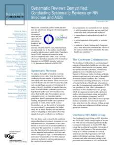 AIDS / HIV / Antiretroviral drug / Systematic review / Zidovudine / Cochrane Library / HIV/AIDS in China / Circumcision and HIV / Health / HIV/AIDS / Medicine