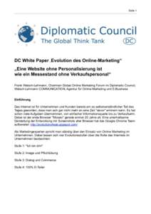 !  Seite 1 DC White Paper „Evolution des Online-Marketing“ „Eine Website ohne Personalisierung ist