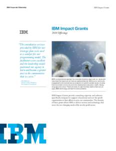 IBM Corporate Citizenship  IBM Impact Grants IBM Impact Grants