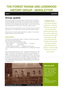 THE FOREST RANGE AND LENSWOOD HISTORY GROUP : NEWSLETTER Issue 1 April 2014