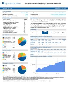 Equitable Life Bissett Strategic Income Fund Select*  PIVOTAL SELECT SEPTEMBER 30, 2014