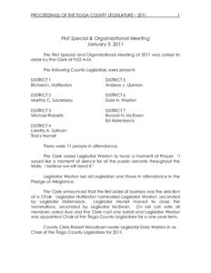 PROCEEDINGS OF THE TIOGA COUNTY LEGISLATURE – [removed]First Special & Organizational Meeting January 3, 2011
