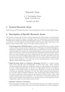 Research Areas A. V. Ravishankar Sarma Email: [removed] November 30, [removed]General Research Areas