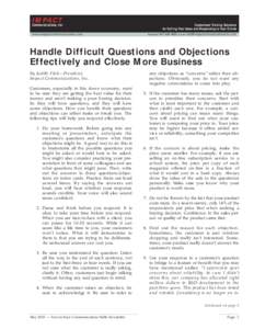 Handle Difficult Questions and Objections Effectively and Close More Business