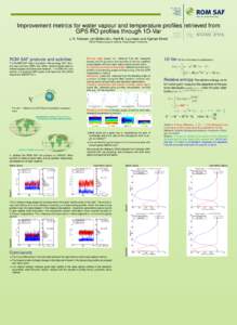 Improvement metrics for water vapour and temperature profiles retrieved from GPS RO profiles through 1D-Var J. K. Nielsen <>, Kent B. Lauritsen and Kjartan Kinch Danish Meteorological Institute, Copenhagen, Den