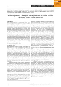 GERIATRIC THERAPEUTICS Editors: Michael Woodward, Head, Aged and Residential Care Services, Stephen Campbell, Consultant Geriatrician, Rohan Elliott, Clinical Pharmacist, Graeme Vernon, Senior Drug Information Pharmacist