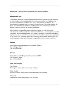 U.S. EPA Smart Growth Implementation Assistance For Victor and Driggs, Idaho Appendix A, B