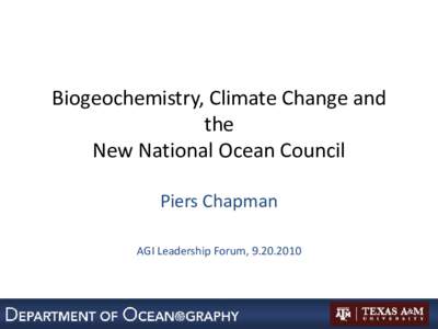 Chemical Oceanography, Climate Change and the  New National Ocean Council