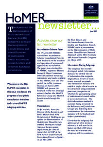 HoMER newsletter… Harmonisation of Multi-Centre Ethical Review T