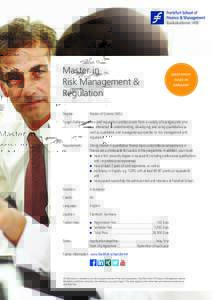 Master in Risk Management & Regulation EDUCATION MADE IN