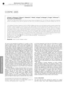 British Journal of Cancer, 318 – 322 & 2006 Cancer Research UK All rights reserved 0007 –  $30.00 www.bjcancer.com  COSMIC 2005