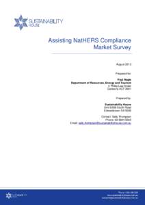 Assisting NatHERS Compliance Market Survey August 2013 Prepared for: Paul Nagle