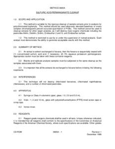 METHOD 3665A SULFURIC ACID/PERMANGANATE CLEANUP 1.0 SCOPE AND APPLICATION