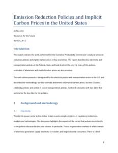 Emission Reduction Policies and Implicit Carbon Prices in the United States