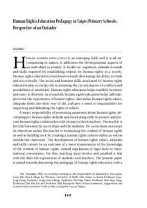 Human Rights Education Pedagogy in Taipei Primary Schools: Perspective of an Outsider Anamika*  H