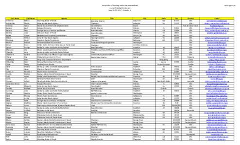 Association of Paroling Authorities International Annual Training Conference May 20-23, 2012 * Orlando, FL Last Name Anderson