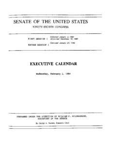 SENATE OF THE UNITED STATES NINETY-EIGHTH CONGRESS FIRST SESSION { SECOND SESSION {